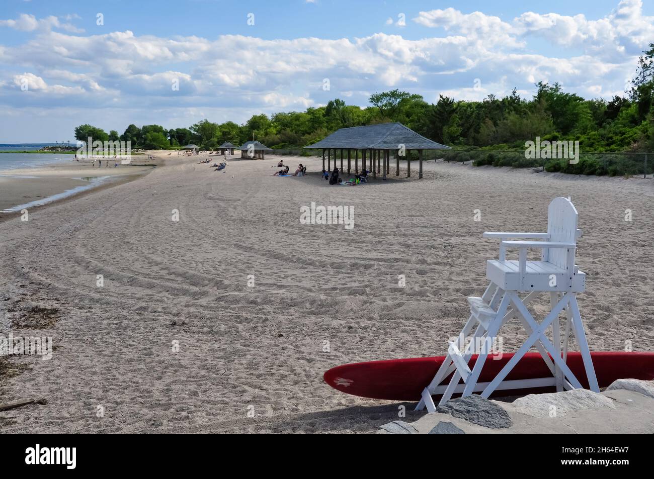 Old Greenwich, CT, USAAugust 2020 View over the beach of Greenwich