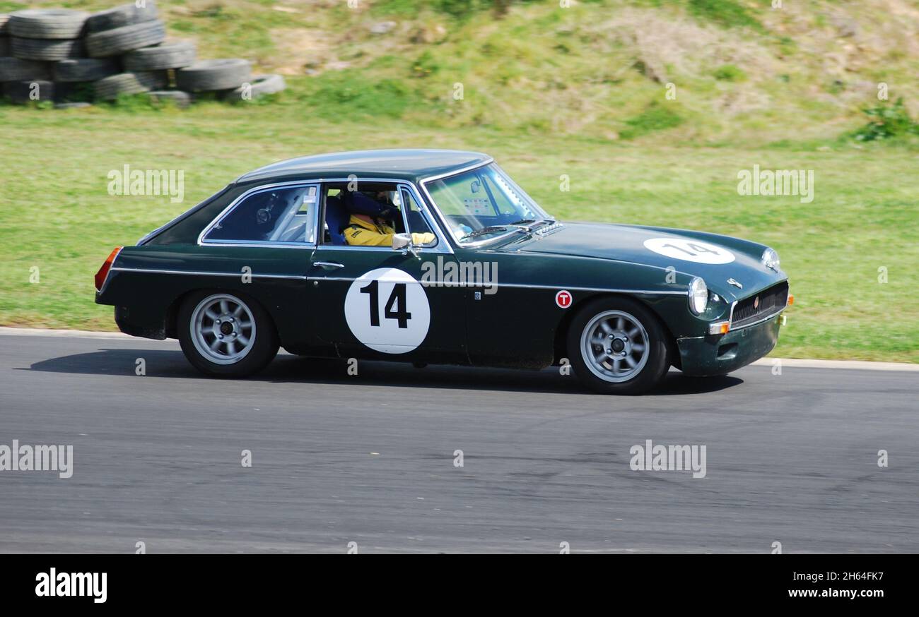 #14 Adrian Hayman MGB GT at Hampton Downs south of Auckland 24th Sep 2011, in the ERC Series; Stock Photo