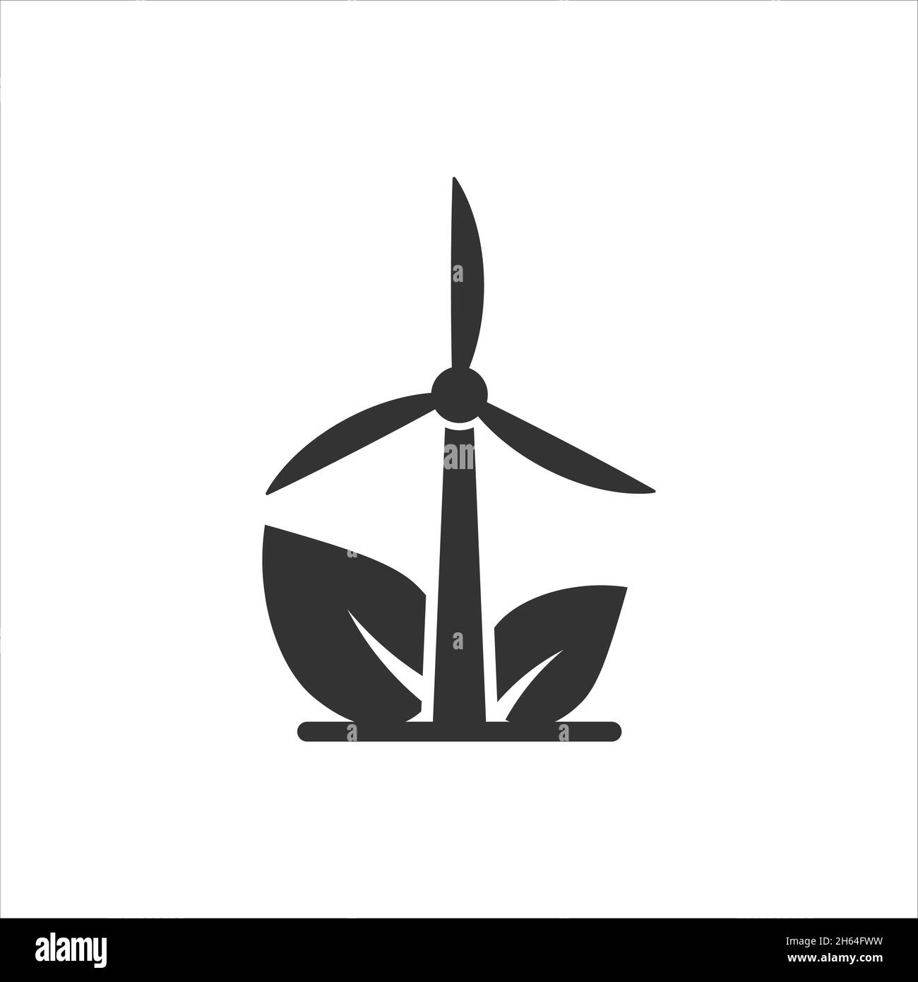 Eco energy icon in flat style. Leaf wind power plant vector ...