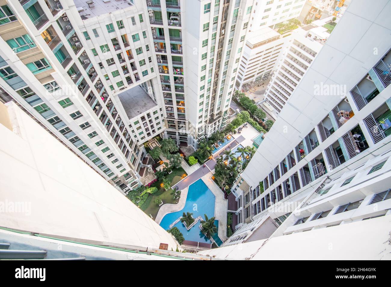 View of the pool view from the apartment Stock Photo Alamy