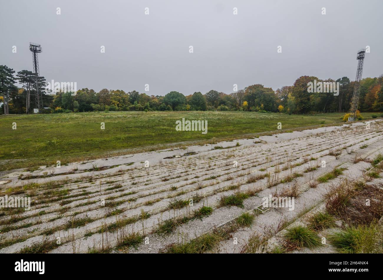 abandoned old soccer stadium Stock Photo Alamy