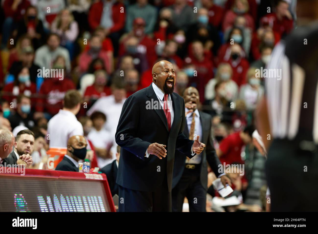 Bloomington, USA. 12th Nov, 2021. Indiana University coach Mike Woodson seen in action at a game against Northern Illinois University during an NCAA basketball game at Assembly Hall in Bloomington, Ind. The Indiana Hoosiers beat NIU 85-49. Credit: SOPA Images Limited/Alamy Live News Stock Photo