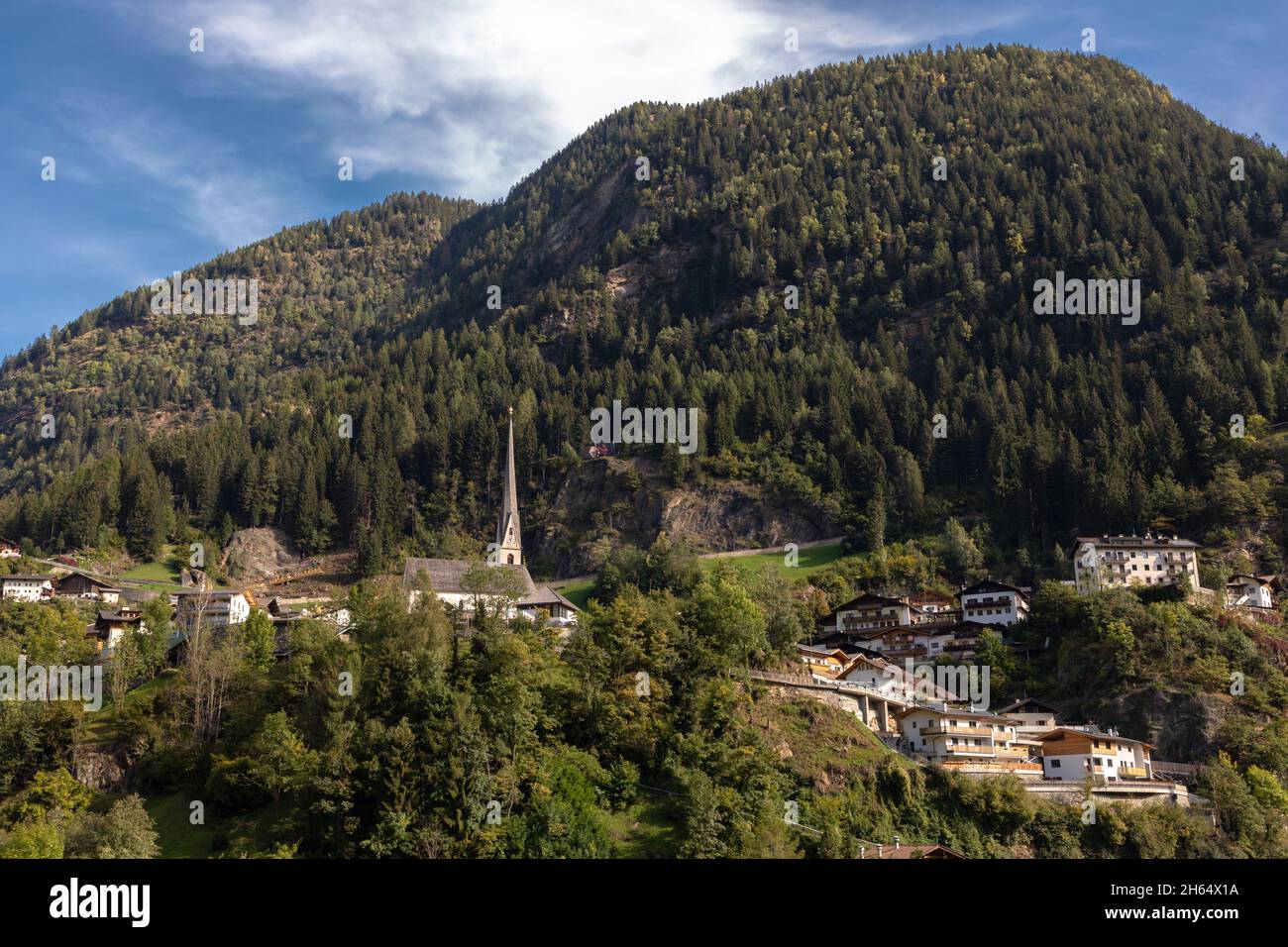 Village of Moos in Passeier valley, South Tyrol Stock Photo