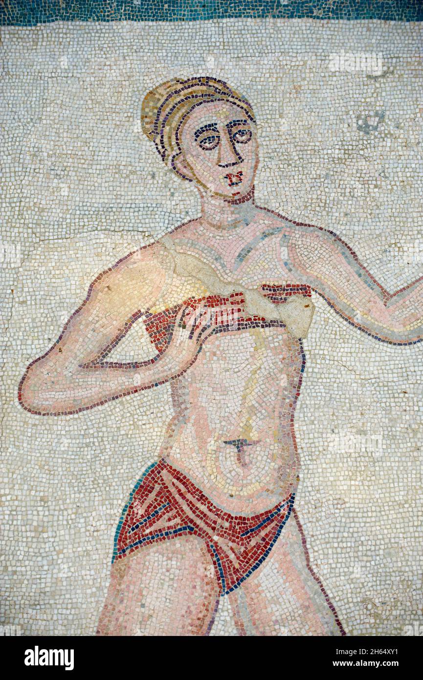 Italy, sicily, Piazza Armerina, Villa Romana del Casale, mosaics, bikini girls, Unesco World Heritage Stock Photo