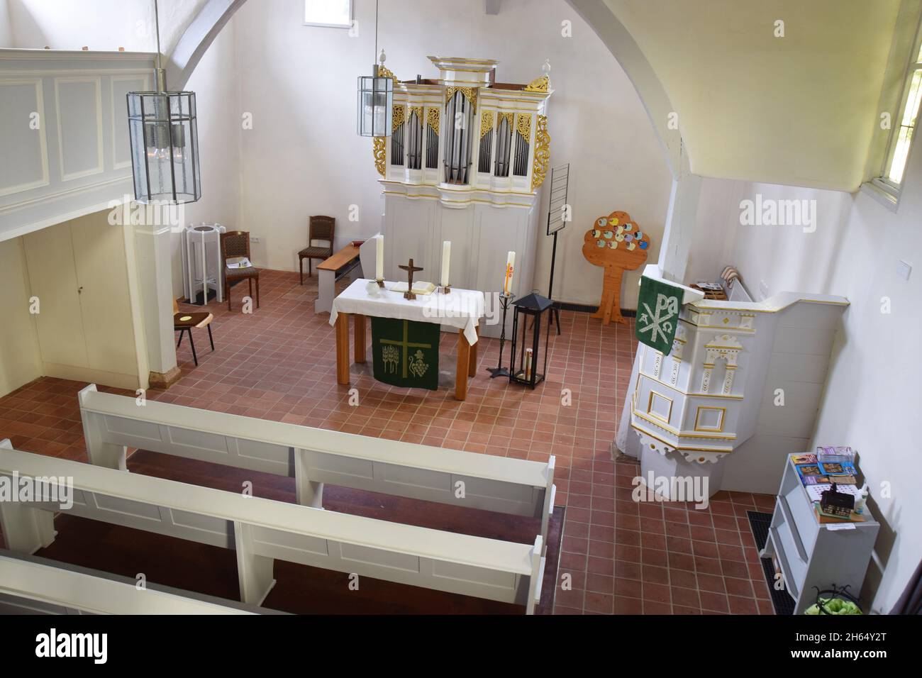 Interior of a small Hessian village church Stock Photo