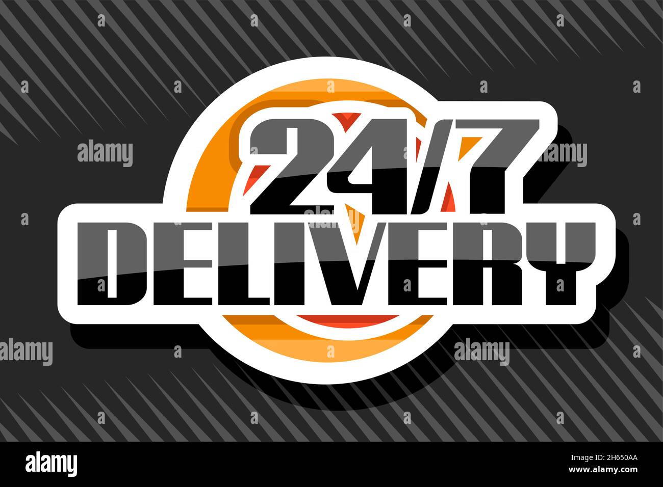 Vector logo for 24/7 Delivery, white isolated signboard with