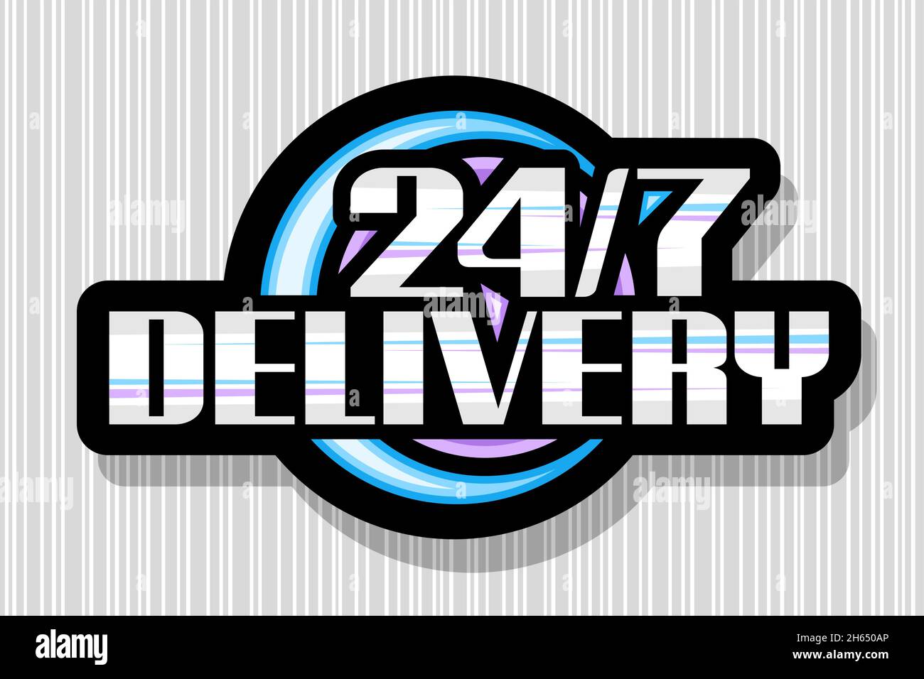 Vector logo for 24/7 Delivery, black isolated sign board with