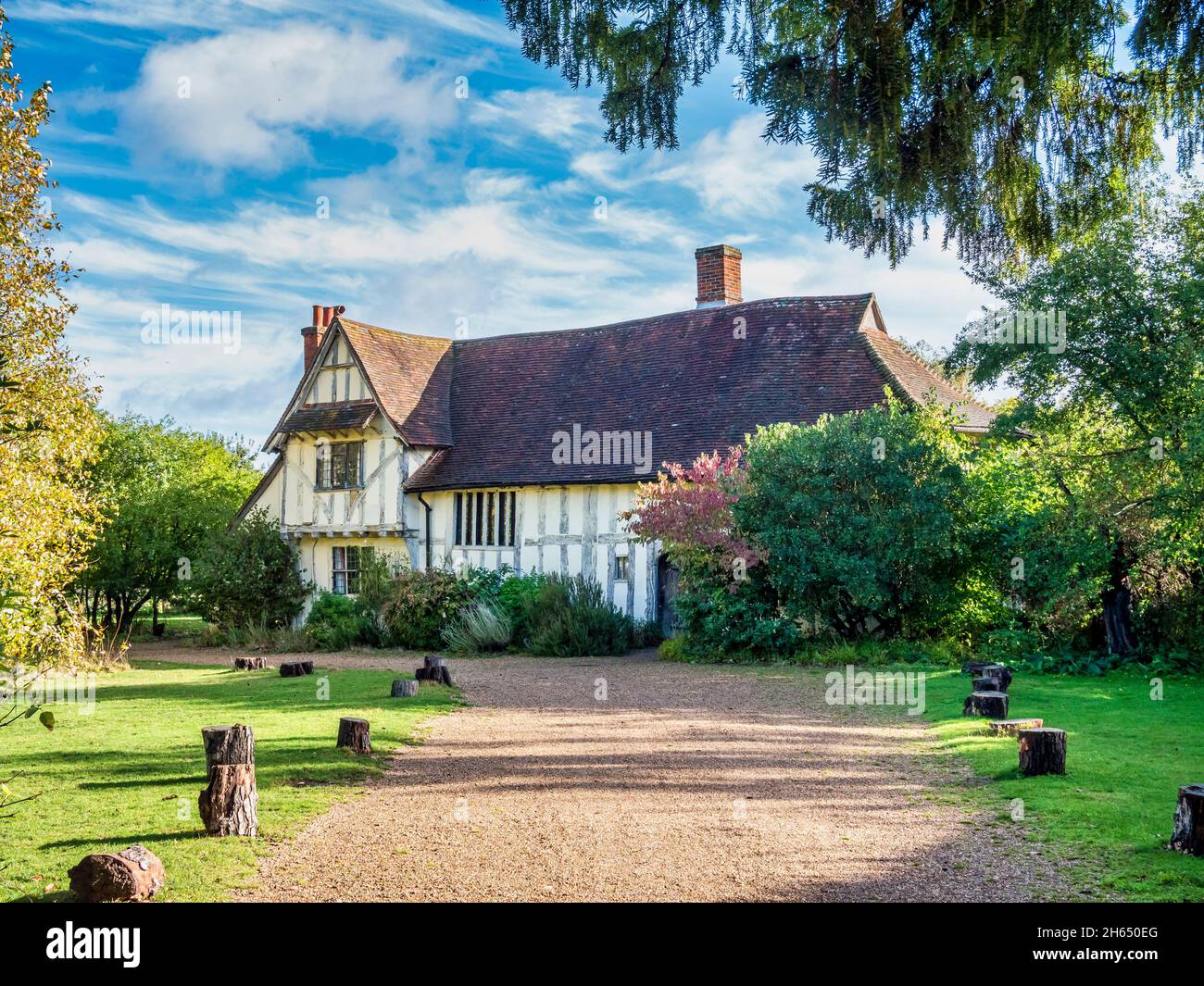 Pictorial image of an old Manor House near Flatford village in Suffolk in the Southeast of England where the artist John Constable is associted Stock Photo