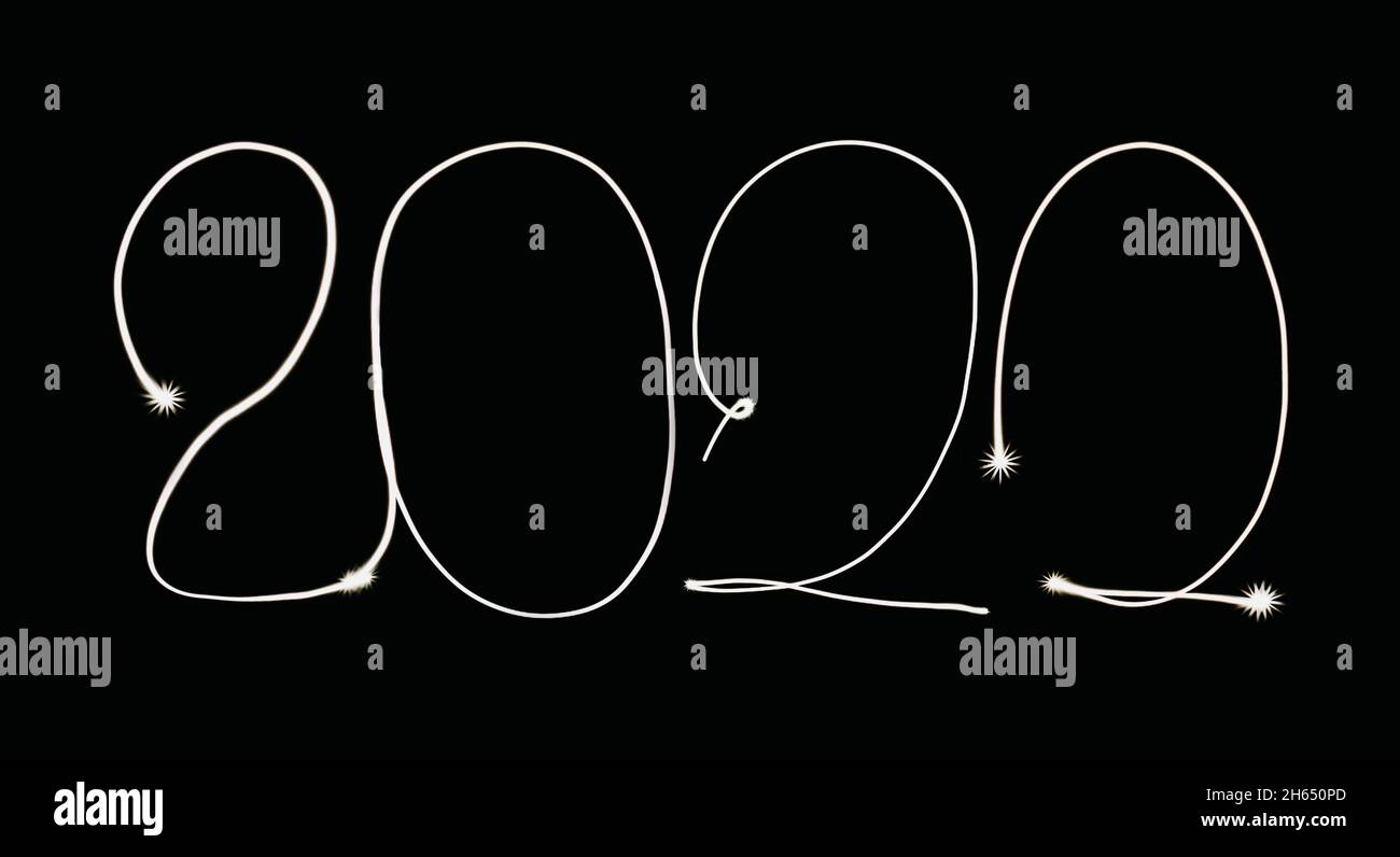 Number 2022 is written with a lantern. Year Two thousand twenty-two on ...