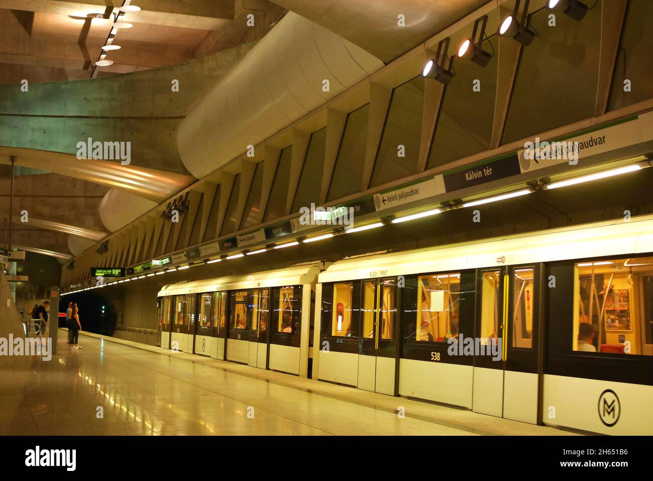 Kalvin ter metro station on the new metro line 4, Budapest, Hungary Stock Photo