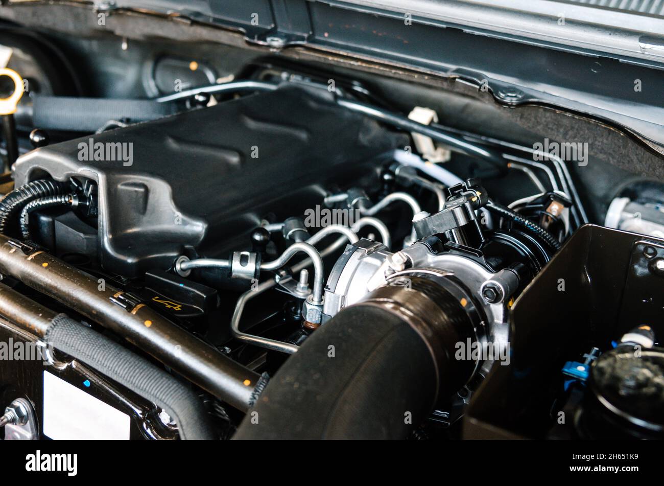 Details of the new engine in the car Stock Photo Alamy
