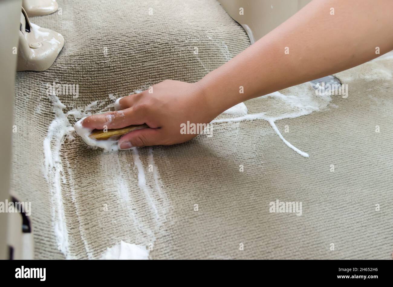 Wash the car carpet.Detailing on interior of modern car Stock Photo Alamy
