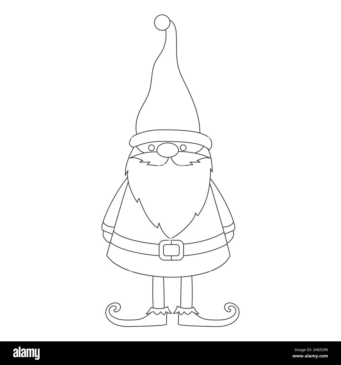 Christmas and New Year doll for coloring book, printing and stamp, silicone mold, applique and creative design. Empty outline, flat style. Stock Vector