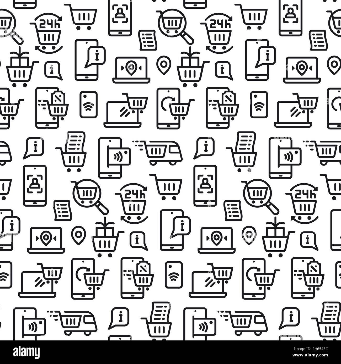 Illustration of the e-commerce and web marketing seamless pattern Stock ...
