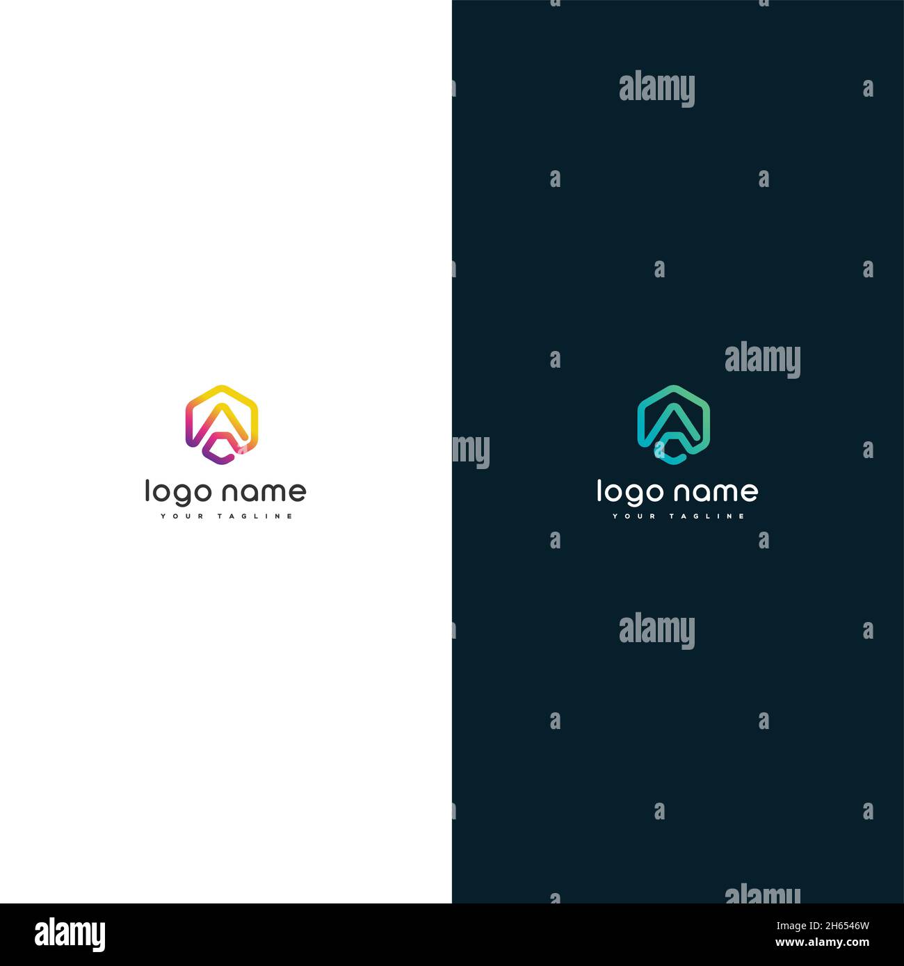 hexagon geometric logo design letter A modern style Stock Vector Image ...