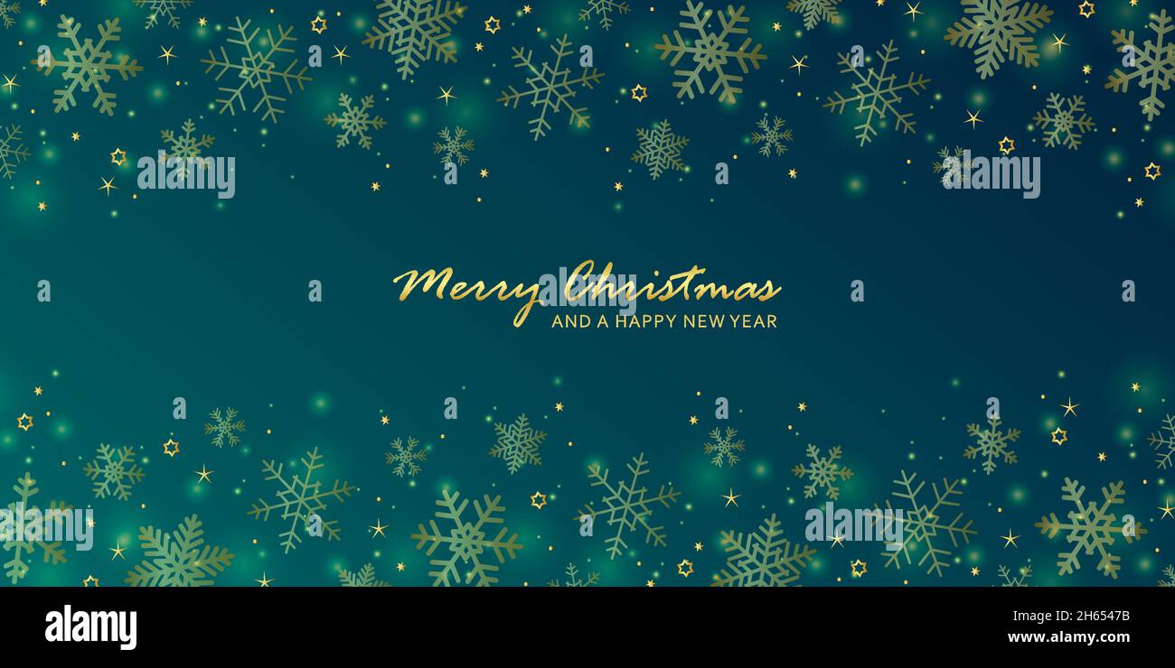 golden shiny banner christmas card with snowflake border Stock Vector ...