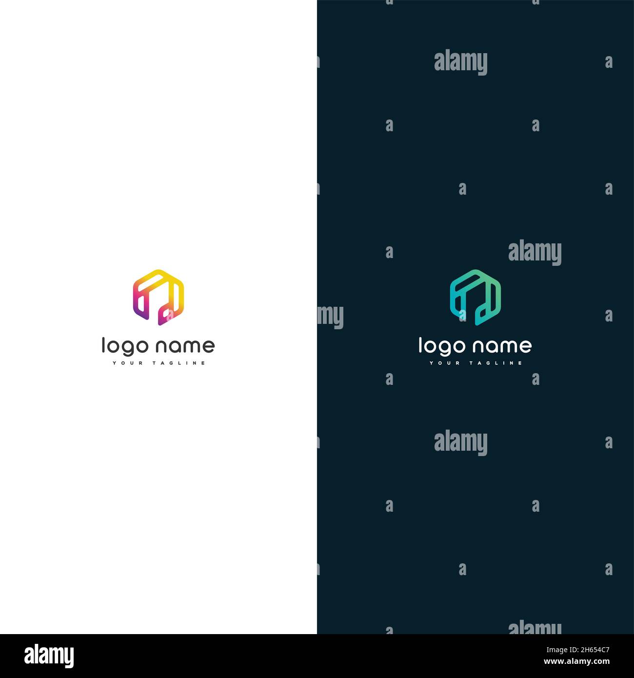 hexagon geometric logo design letter P modern style Stock Vector Image ...