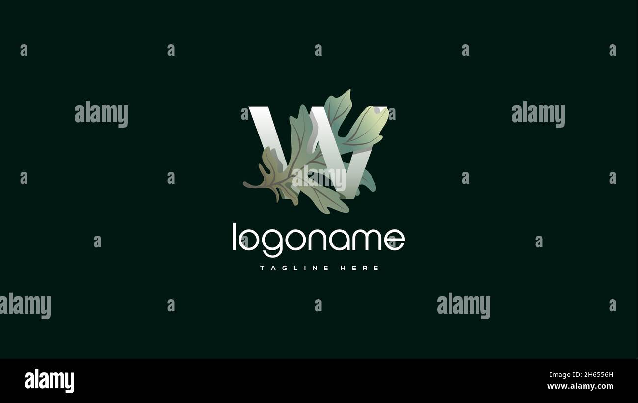 initial letter W oak leaf logo design Stock Vector Image & Art - Alamy