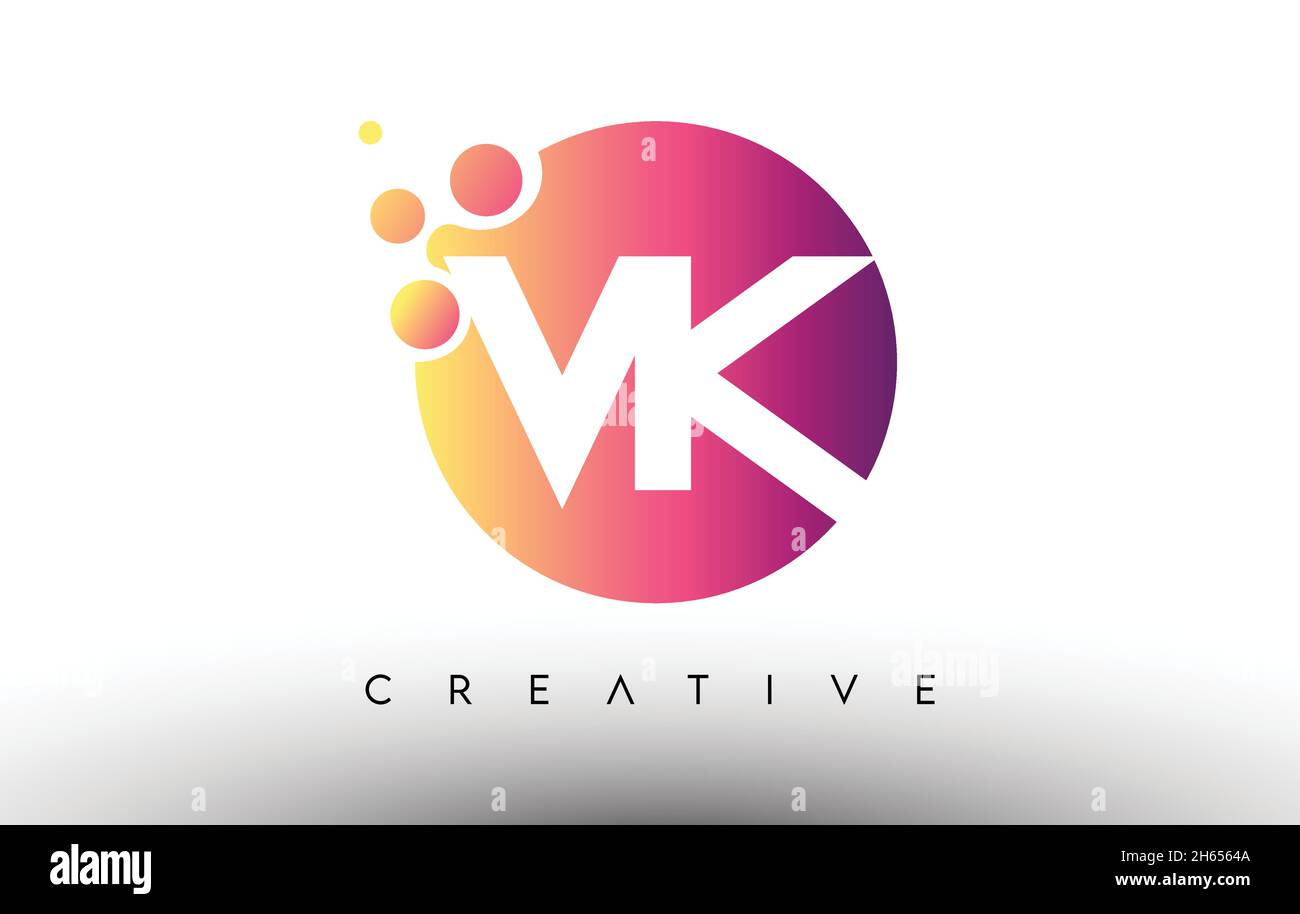 VK Dots Bubbles Letters in a Circle. VK Letter Design Logo with Purple ...