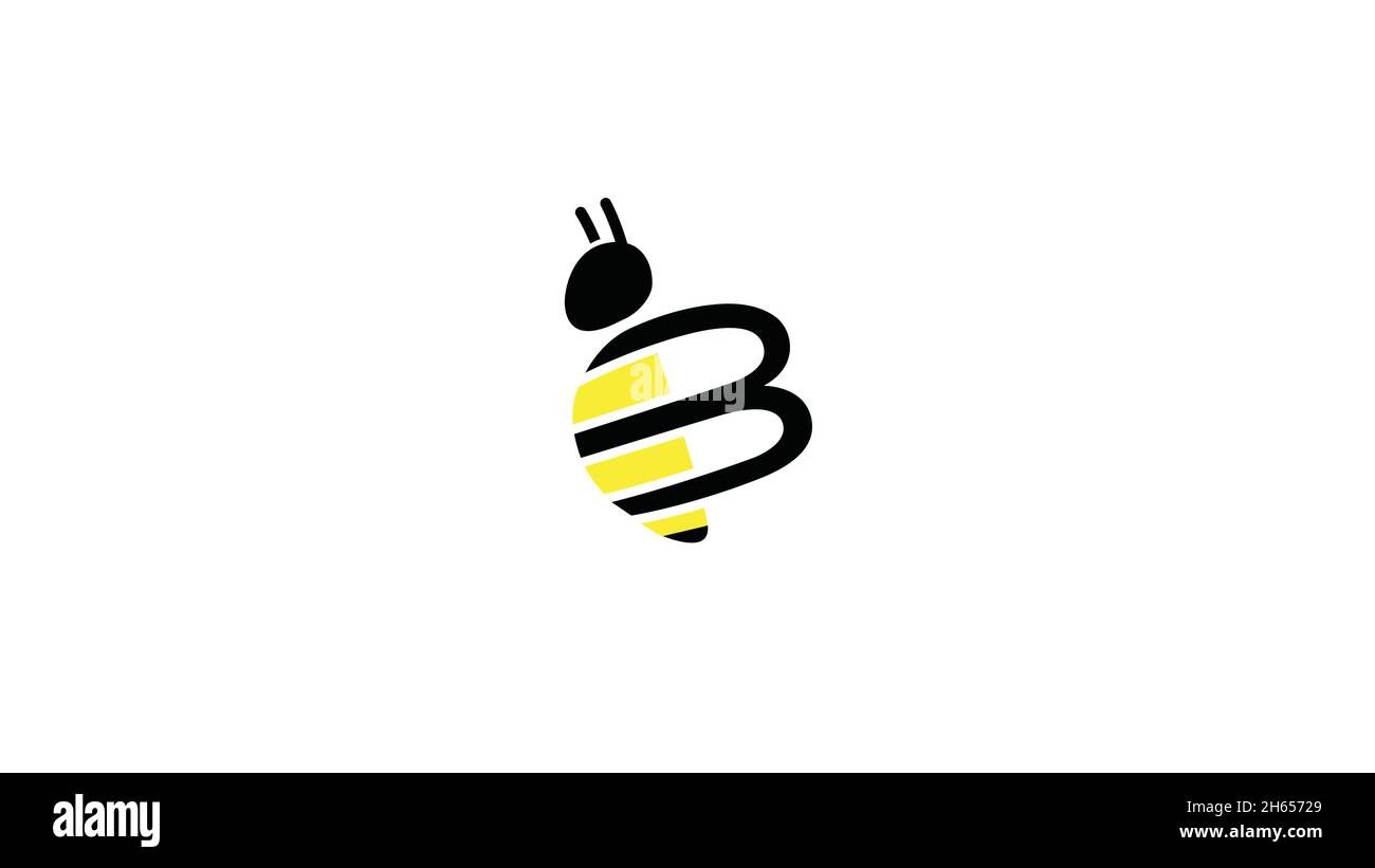 Abstract Bumblebee art lines, letter b insect animal drawing logo vector design icon symbol Stock Vector