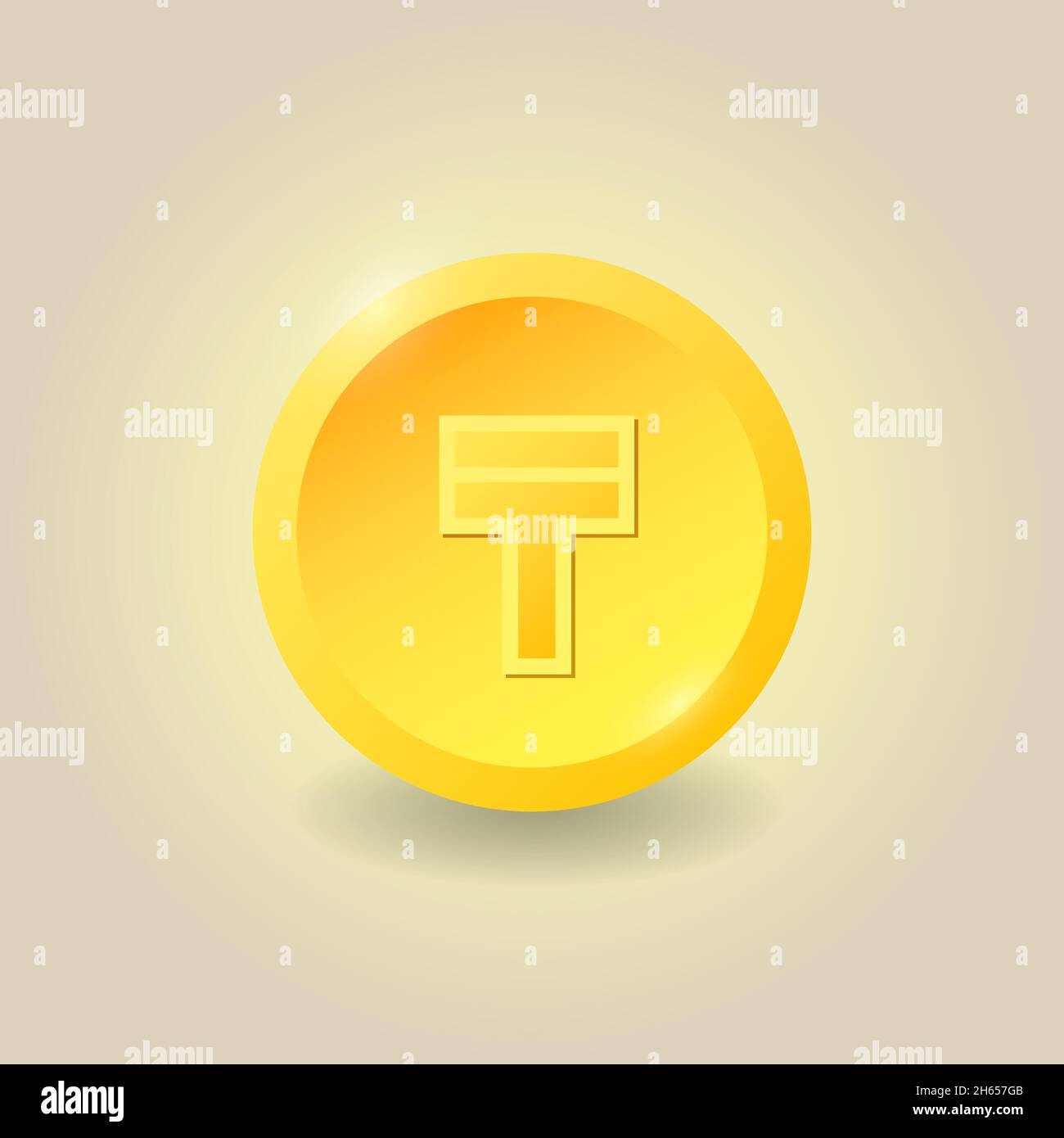 Golden Kazakhstani Tenge coin. Finance banking concept. Vector clipart illustration for websites, web design, mobile app, infographics. Stock Vector
