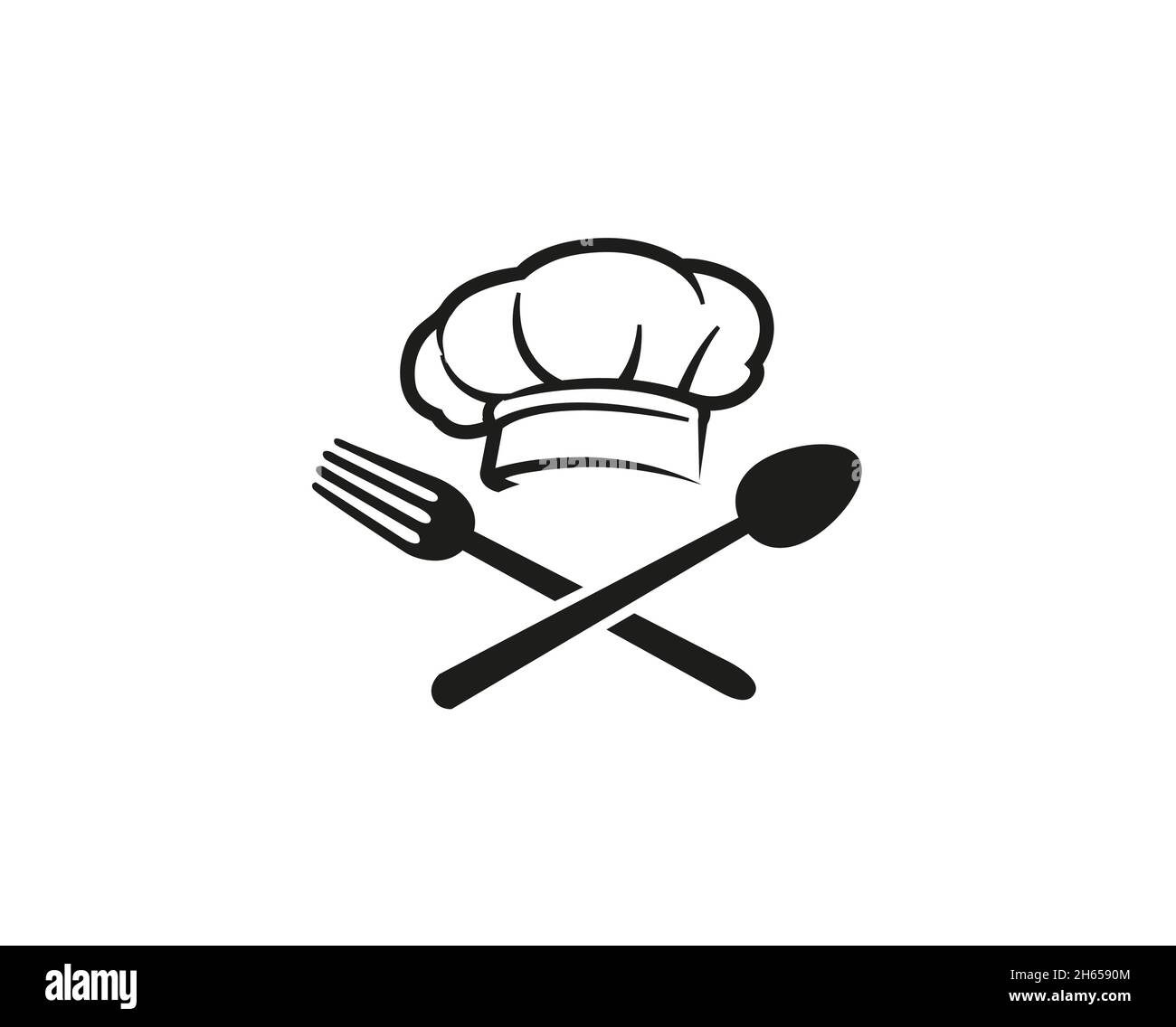 chef logo design, fork and spoon logo, food icon, restaurant label icon,  Cooking symbol, Cooks hat with fork and spoon Stock Vector