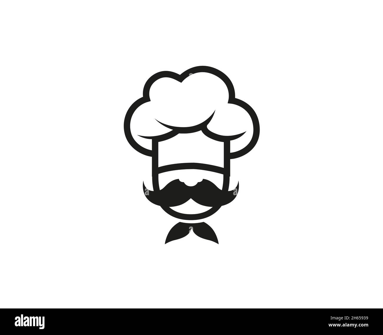 Creative Chef Head Moustache Hat Cartoon Logo Vector Design