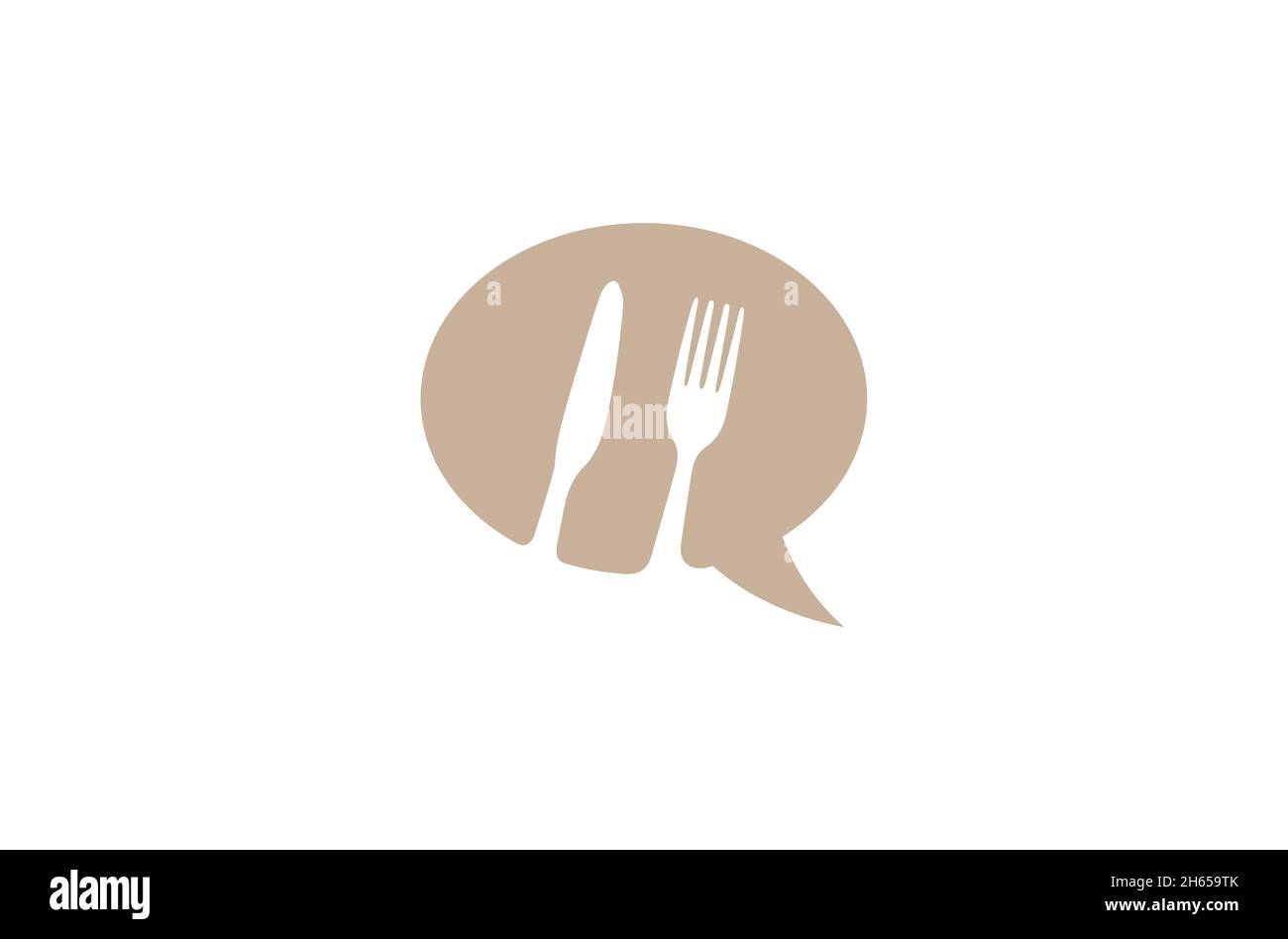 Creative Bubble Chat Fork Knife Logo Design Symbol Vector Illustration Stock Vector