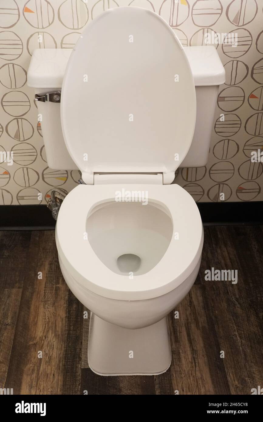 A clean white toilet bowl inside a bathroom Stock Photo - Alamy