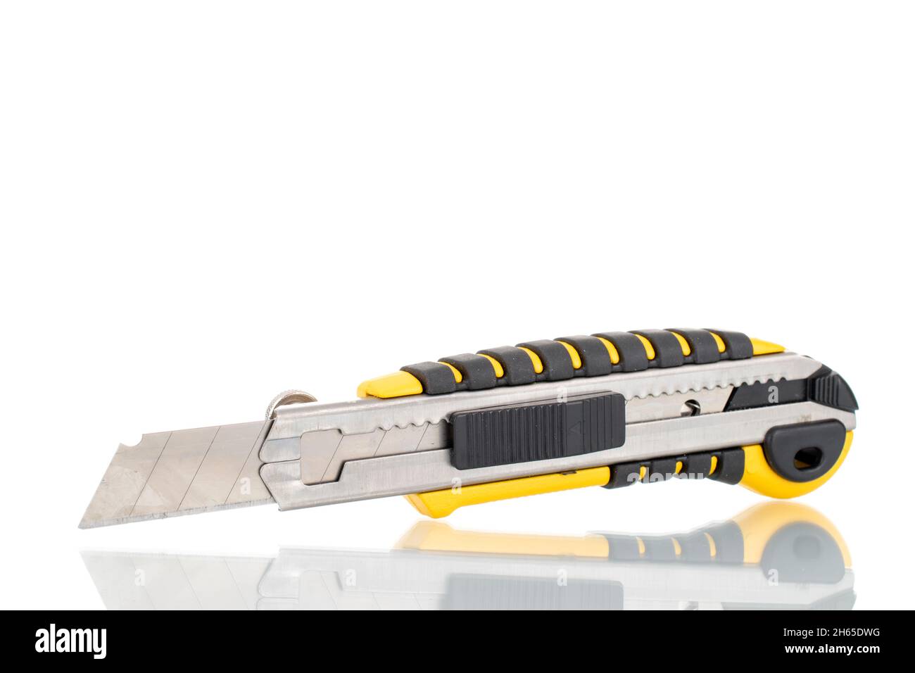 One knife for construction work, closeup, isolated on white Stock