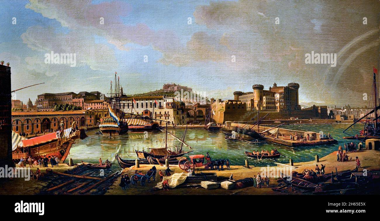The Darsena  Naples 1700-1718 by Caspar Adriaansz. van Wittel ,(Vanvitelli), 1652-1736, Amersfoort - Rome - Roma,  Dutch The  Netherlands Italy. Stock Photo