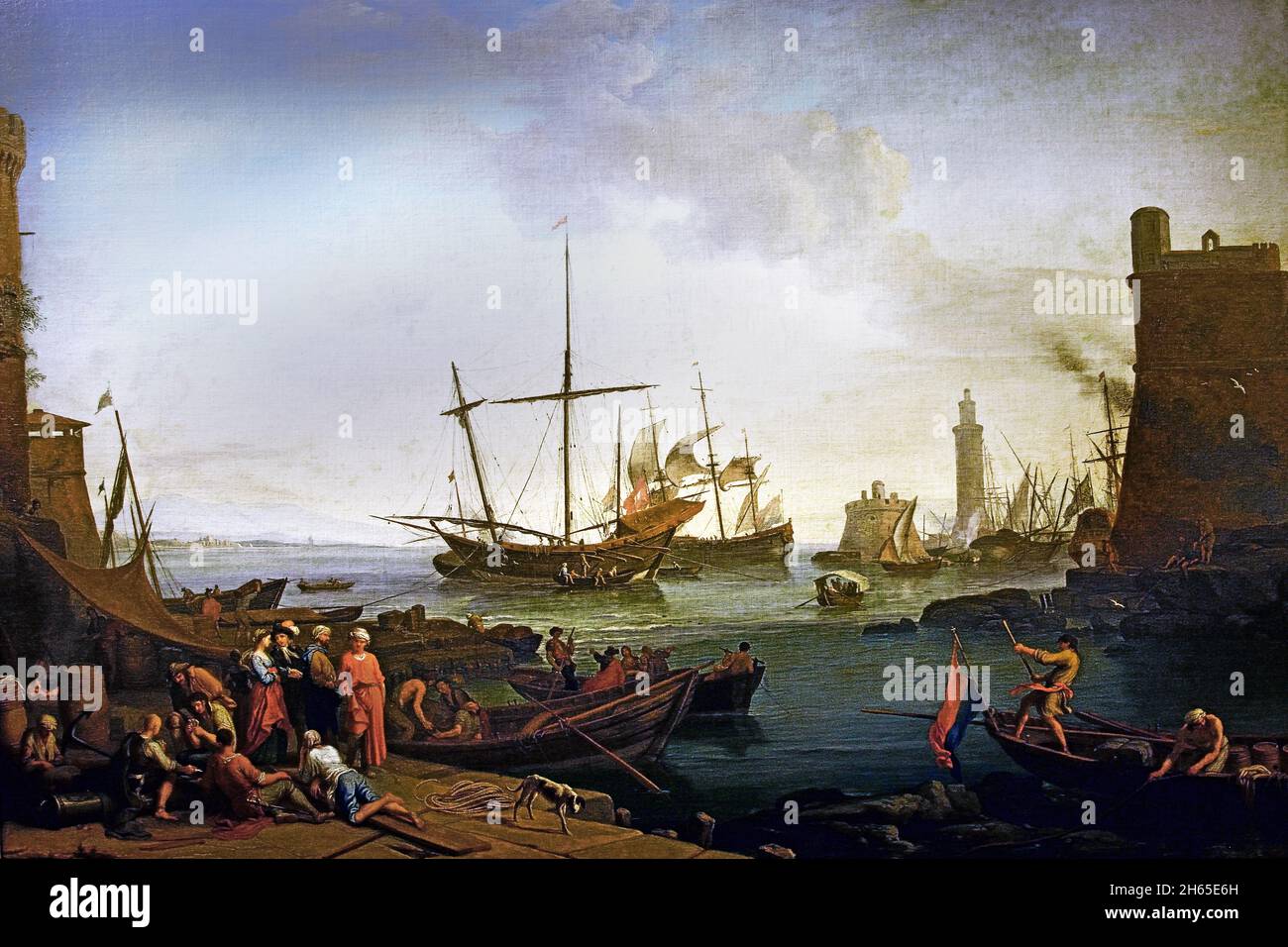 Sea port 1726 by Manglard Adrien, 1695-1760 Lyon - Rome,   France French Stock Photo