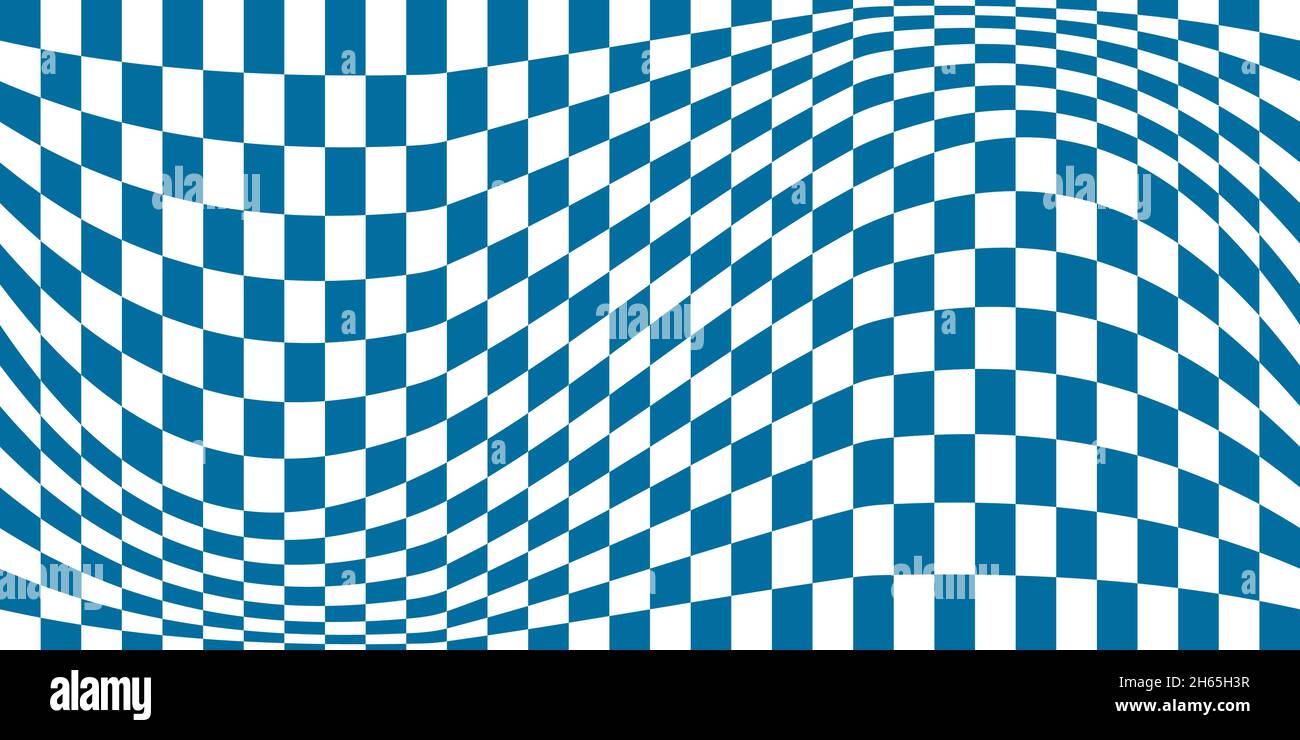 Flag optical illusion. Distorted chessboard. Checkered abstract background. Op art. Vector design Stock Vector