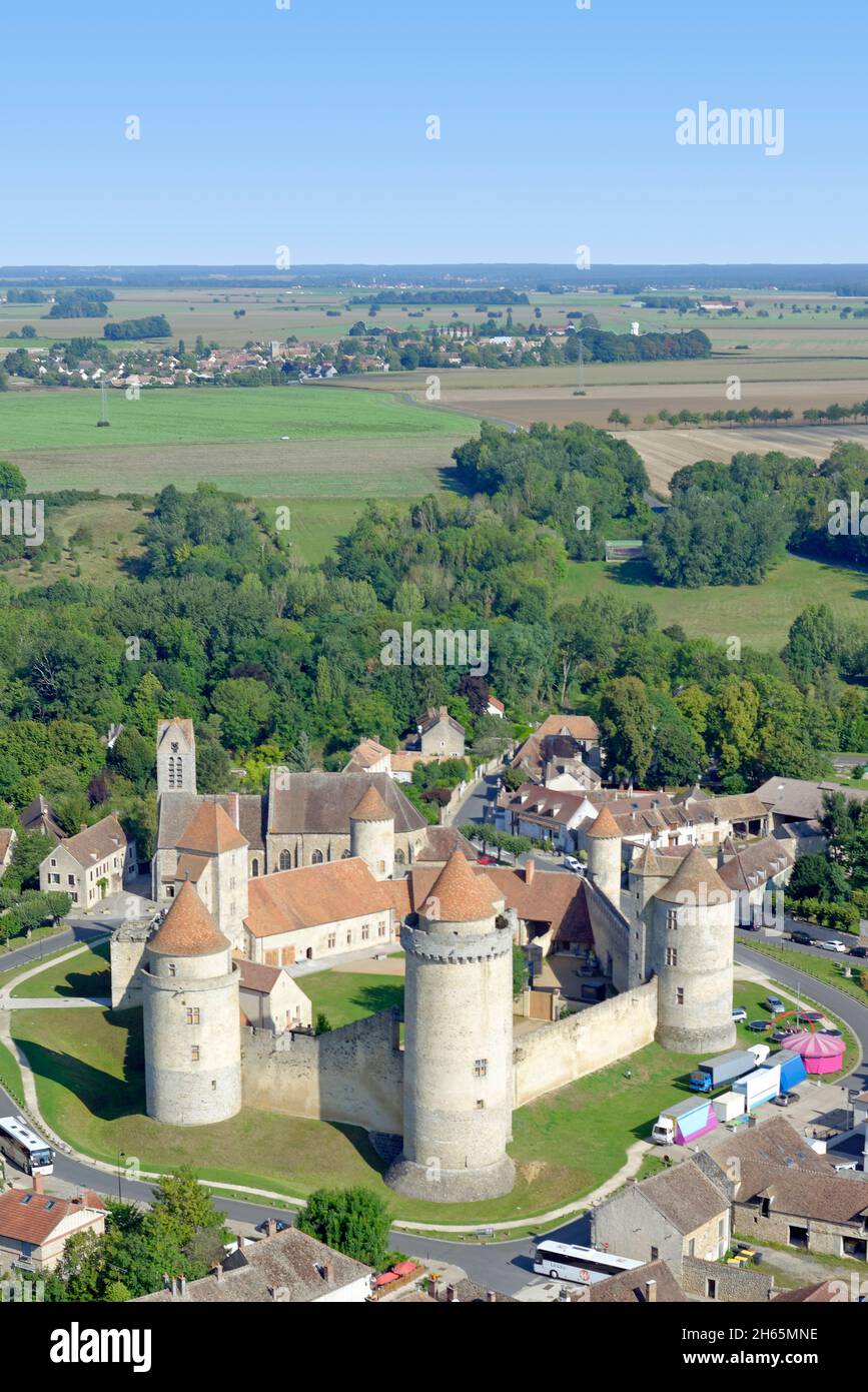 France, Seine et Marne, Blandy les Tours, Castle of Blandy les Tours, the Medieval Castle (aerial view) Stock Photo