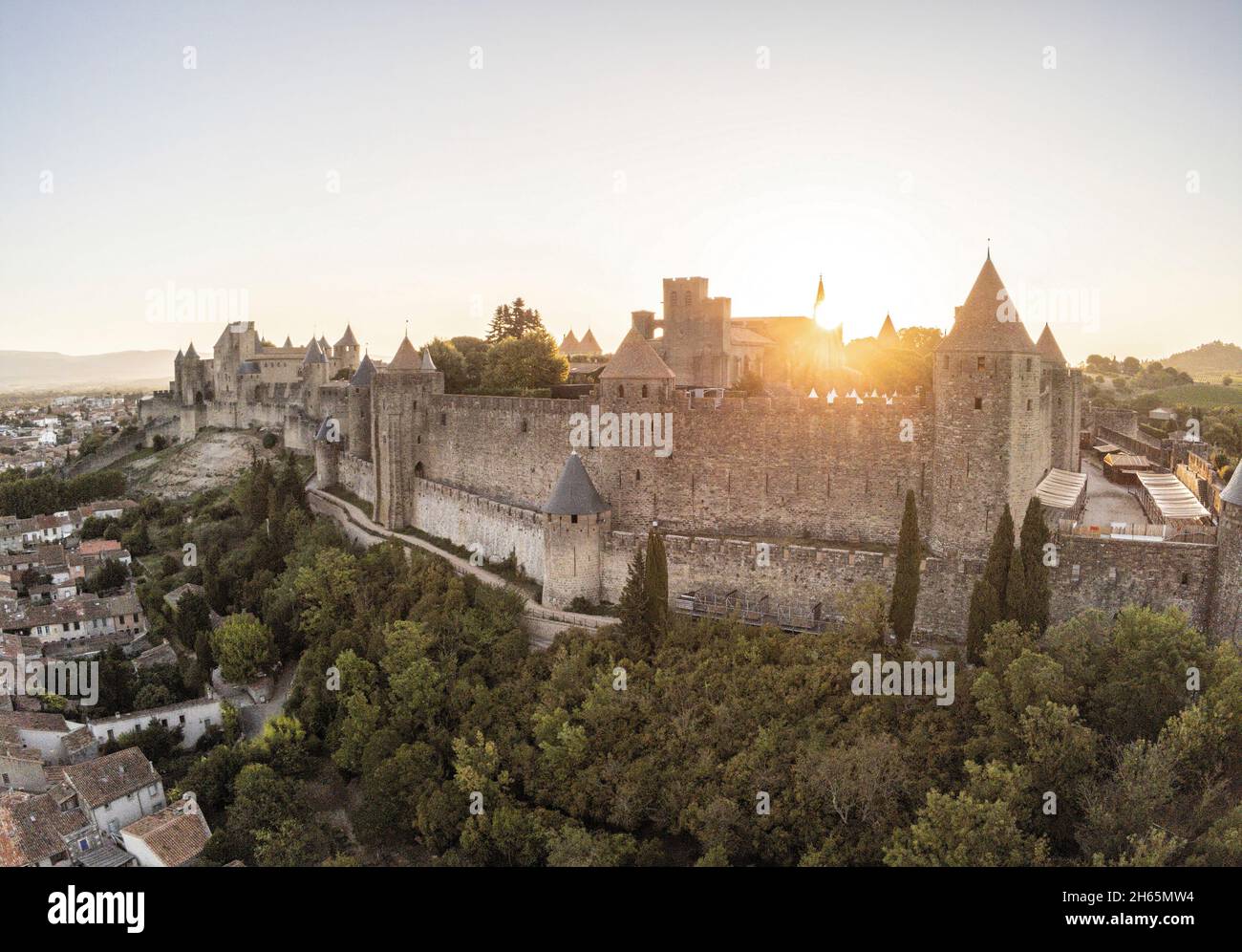 France, Aude, Carcassonne, medieval city of Carcassonne, UNESCO World Heritage Site Stock Photo