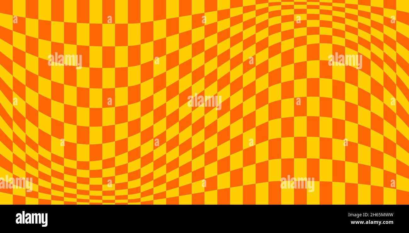 Flag optical illusion. Distorted chessboard. Checkered abstract background. Op art. Vector design Stock Vector