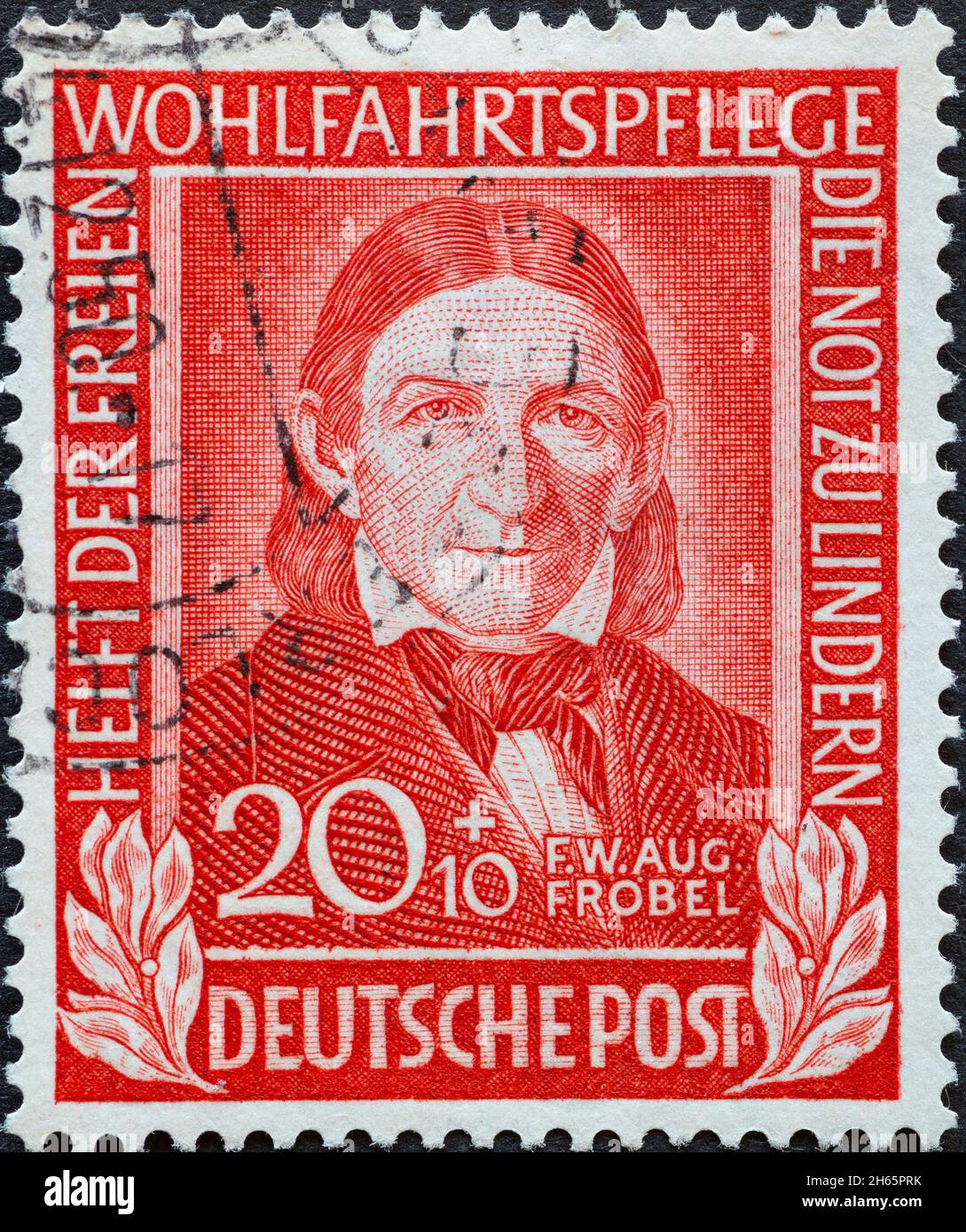 GERMANY - CIRCA 1949: a postage stamp printed in Germany showing an image of Friedrich Wilhelm August Froebel, circa 1949. Stock Photo