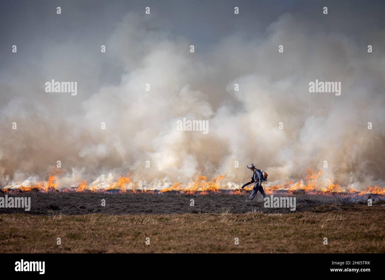 08/10/21 North York Moors - Heather burning in various locations in the North York Moors Stock Photo