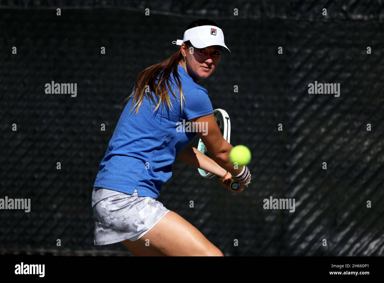 Tennis pro Marina Oetiker, playing at the Downtown Tennis Club, in New York City, 10/21/2021  Model Released Stock Photo