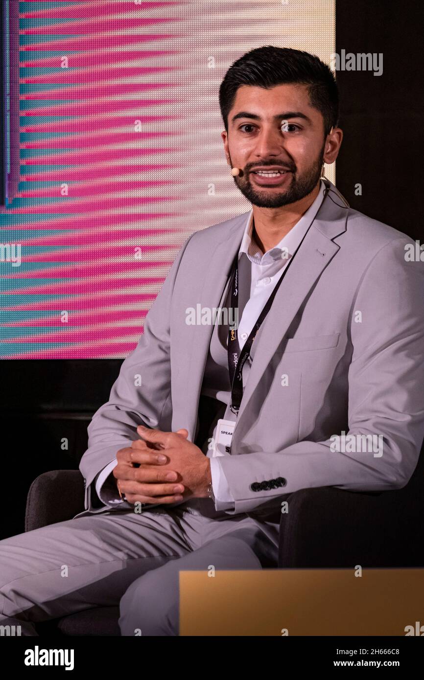 Barcelona, Spain. 12th Nov, 2021. Mr. Sheraz Ahmed, Head of Business  Development at Crypto Valley speaks during the conference.In the annual  framework of Democracy4All, Blockchain For Governance has taken place at  Casa