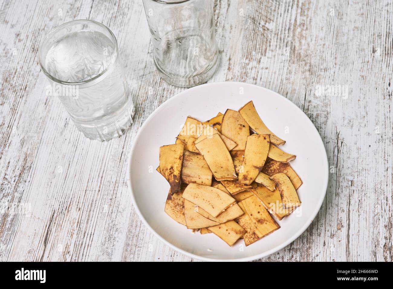 Banana peel fertilizer cut banana peels into small pieces ready to