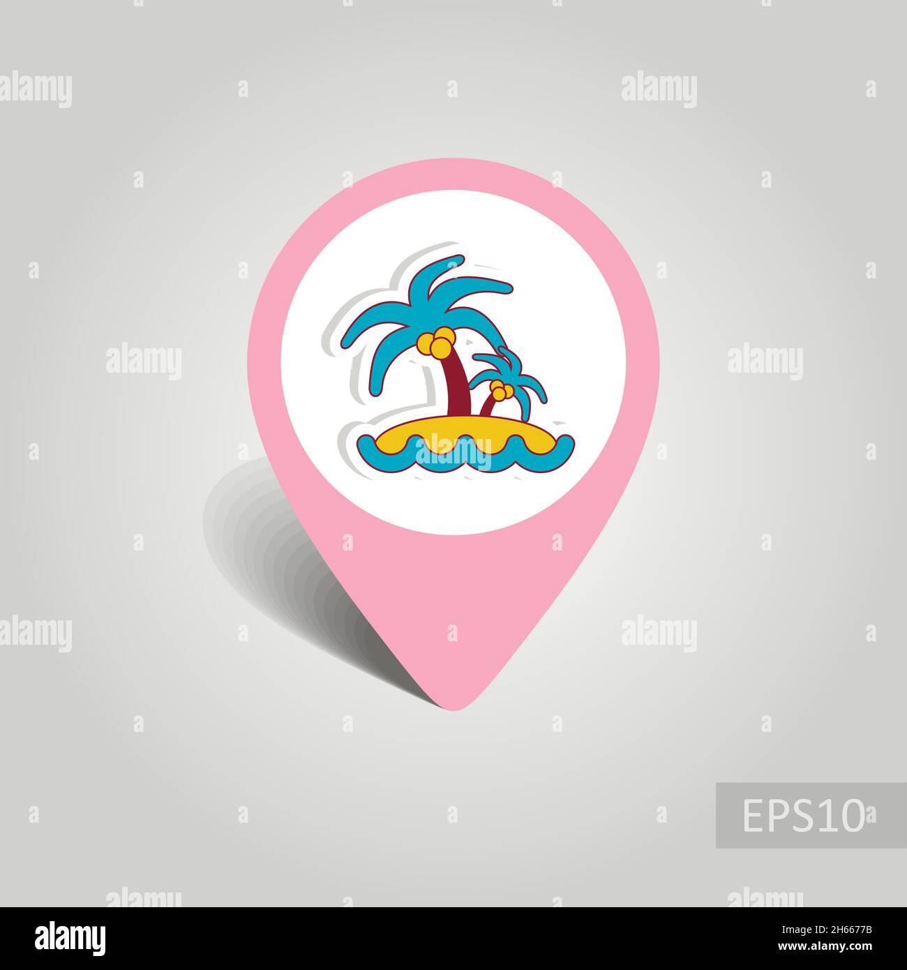 Island with palm trees vector pin map icon. Beach Map pointer. Summer ...