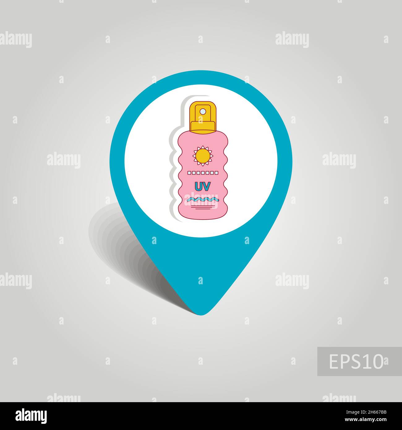 Sun Cream in Spray vector pin map icon. Beach Map pointer. Summer Map ...