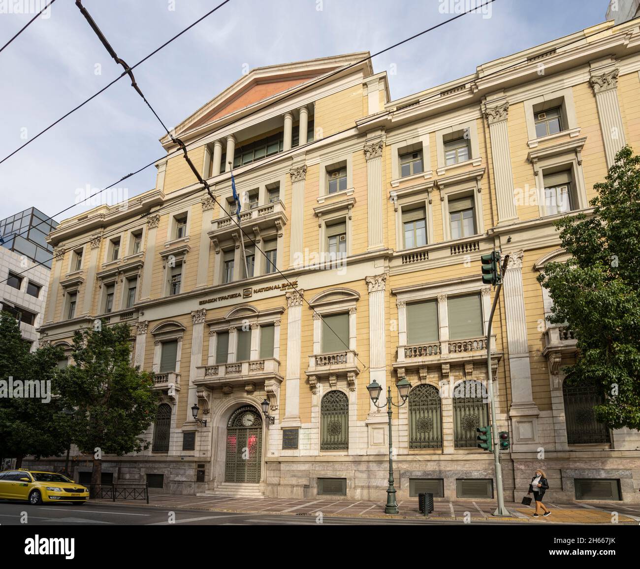 Athens, Greece. November 2021. external view of the National Bank of Greece in the city center Stock Photo