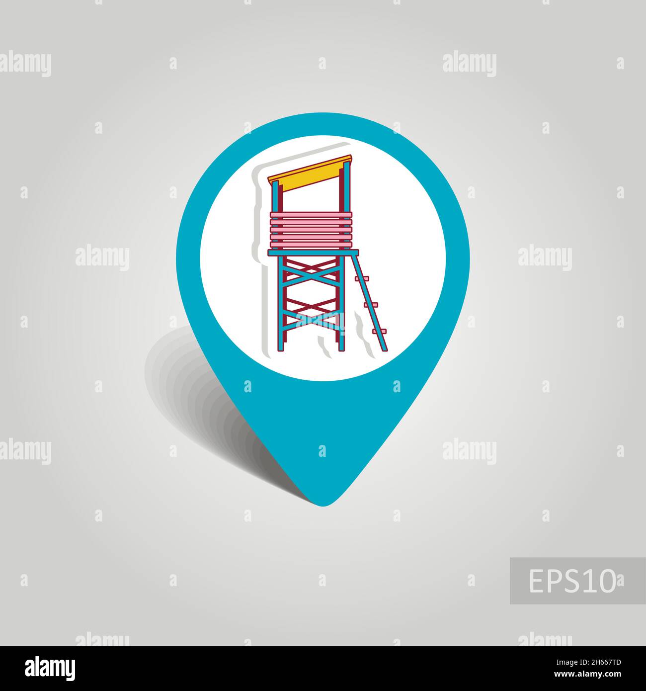 Lifeguard tower vector pin map icon. Beach Map pointer. Summer Map ...