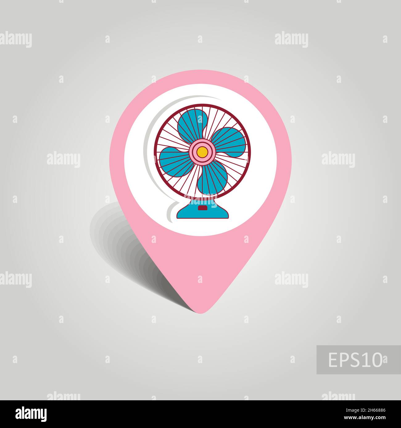 Ventilator vector pin map icon. Map pointer. Summer Map markers. Summertime. Vacation, eps 10 Stock Vector