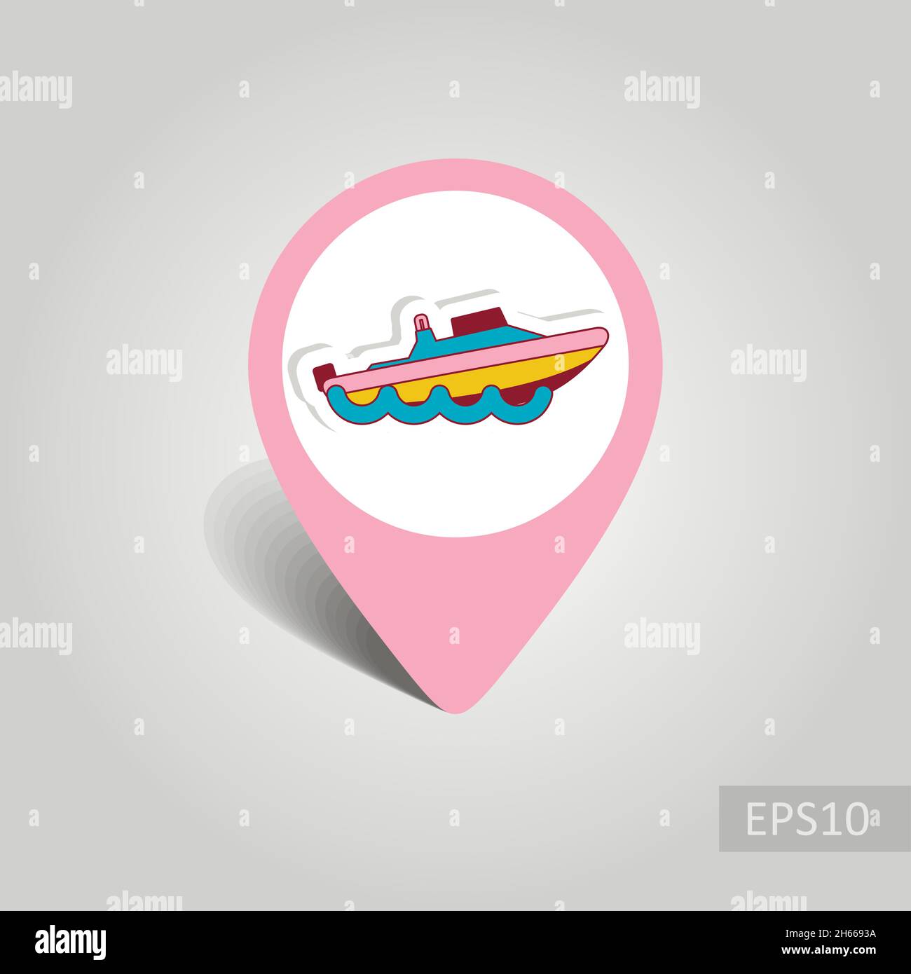 Speed boat vector pin map icon. Travel Map pointer. Summer Map markers ...