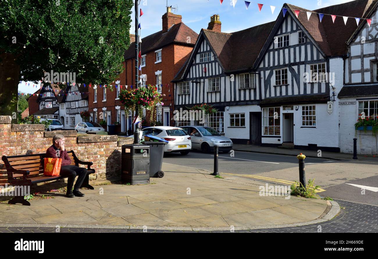 Market town of Alcester in Warwickshire, England with architecture from Tudor, Georgian and Victorian eras Stock Photo