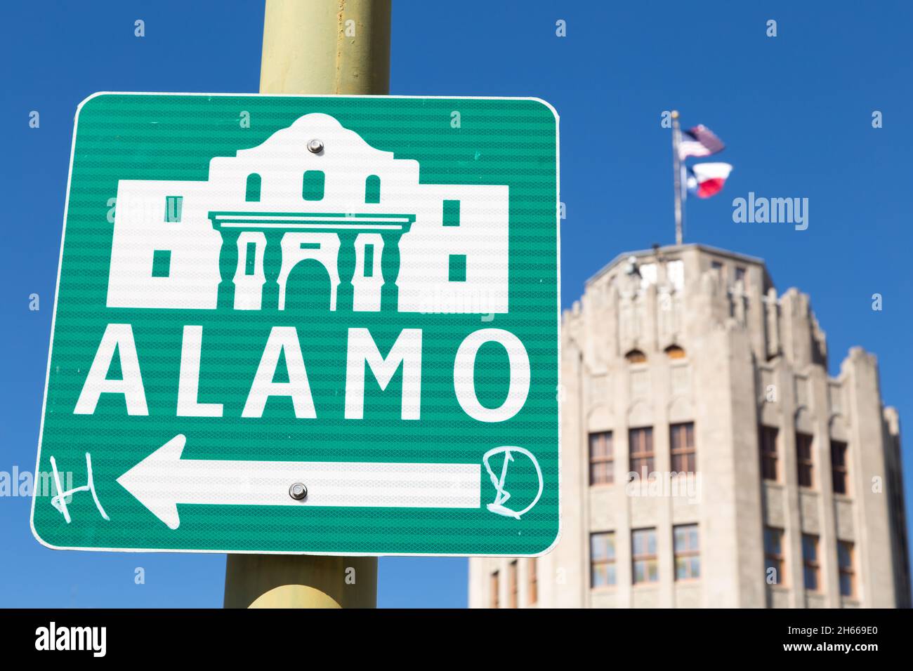 Alamo Sign, San Antonio TX Stock Photo
