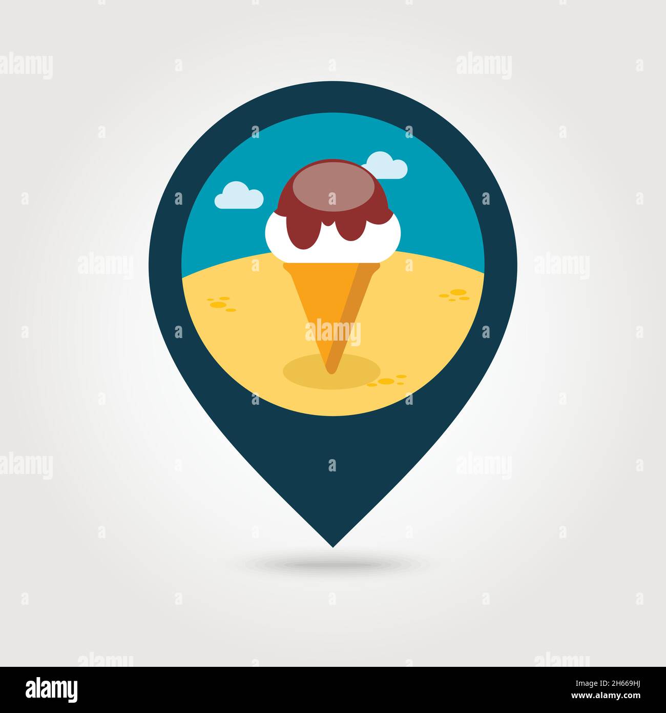 Ice Cream vector pin map icon. Map pointer. Summer Map markers ...